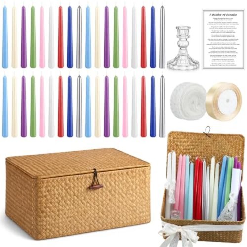 Set di candele in cesta — regalo di nozze e per addio al nubilato, 1° anniversario, idea regalo significativa per neo-sposi