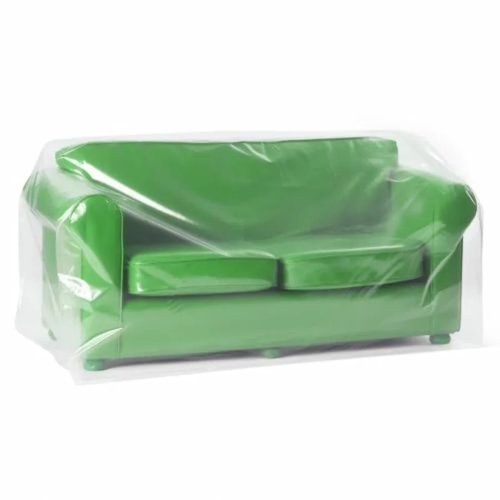 64"W x 42"D x 34"H Clear heavy-duty plastic sofa cover – Waterproof furniture protector for 2-seater sofa, bench & large items