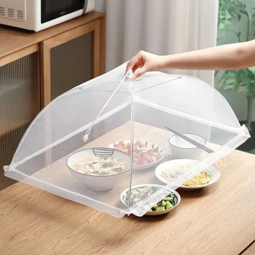Opvouwbare voedselnet/bedekking – wasbaar, vliegenbestendig voor tafel en borden