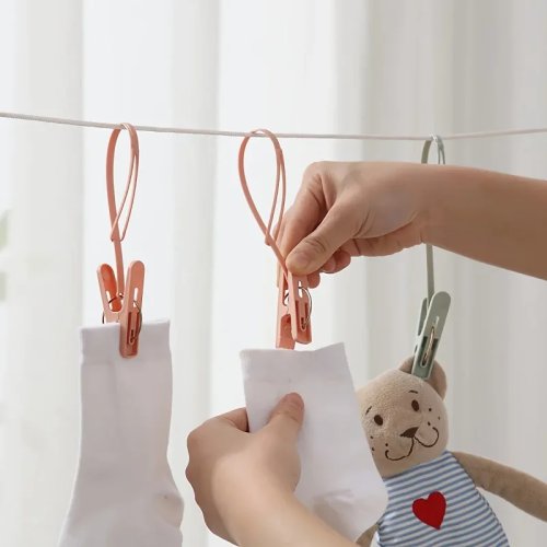 12er-Set windfeste Wäscheklammern mit Seilgriff – Vielseitige Wäscheklammern für Socken, Handtücher, Zuhause & Reise