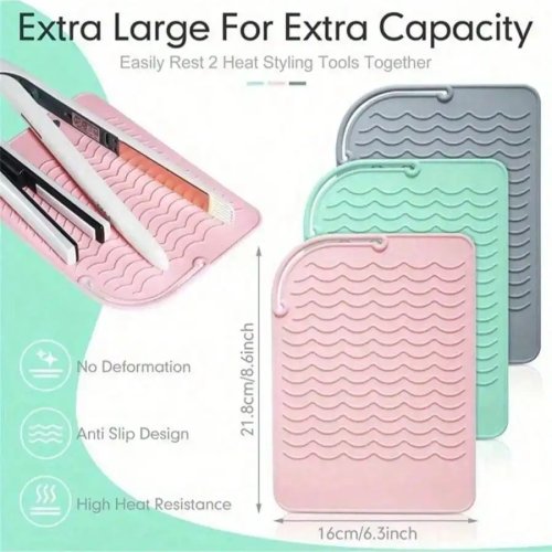 Tapis en silicone résistant à la chaleur pour lisseur et fer à friser, antidérapant, portable