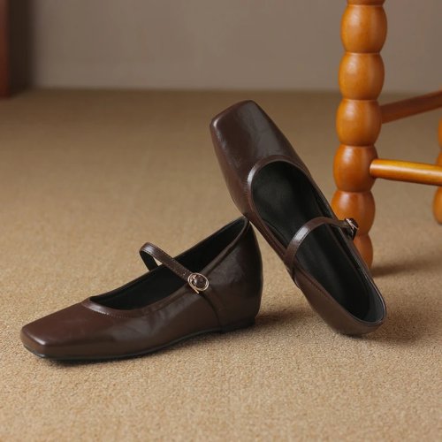 ORCHA LISA Décolleté Mary Jane donna in pelle morbida, punta quadrata, tacco 3,5 cm, nero/marrone/beige, taglie grandi EU 42-43 (US 11-12)