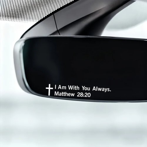 Autocollant blanc « I Am with You Always » pour rétroviseur auto — décal autocollant extérieur, pour pare-brise, portable, gourde