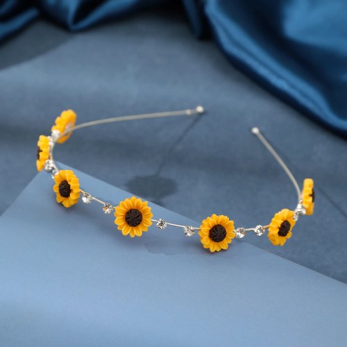 Elegante zilveren zonnebloem haarband – bloemenhaarband voor dames, geschikt voor feest en zomer