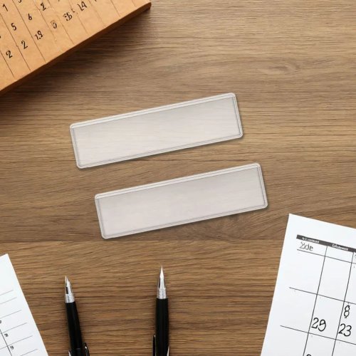 Paquete de 100 bolsillos adhesivos transparentes de PVC para etiquetas — Portatarjetas para documentos, libros y estantes