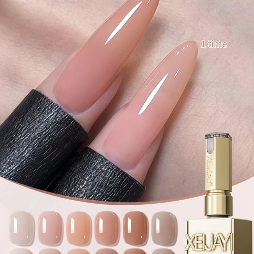 1 أو 6 قطع 15 مل جل طلاء أظافر قابل للتقشير (Peel-off) «Jelly Ice Nude» لمصابيح UV/LED، خالٍ من الفورمالديهايد، لمعة بيضاوية، للصالون والاستخدام المنزلي