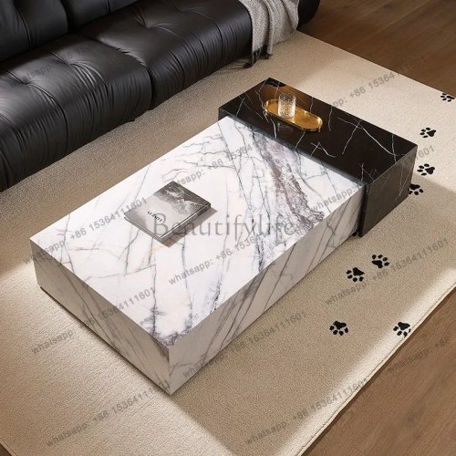 Table basse carrée de luxe, design italien minimaliste pour salon