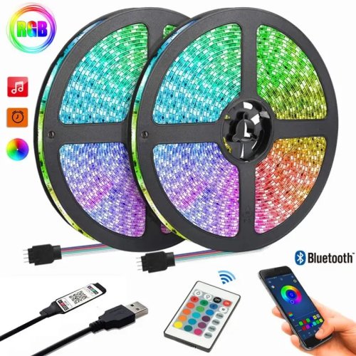Đèn LED dây RGB USB 5V có app và điều khiển 24 nút — đèn nền TV dẻo