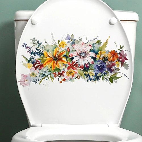 Wasserfeste Blumen-Sticker für Badezimmer — Selbstklebende Aufkleber für Toilettendeckel & Wände