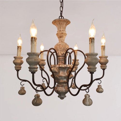 Candelabro estilo farmhouse / country francés para comedor – Lámpara colgante de techo decorativa para cocina y hogar