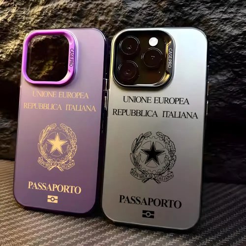 Italy passport-style wallet case for iPhone 17/16/15/14/13/12/11 Pro/Pro Max — designer matte laser Aurora finish