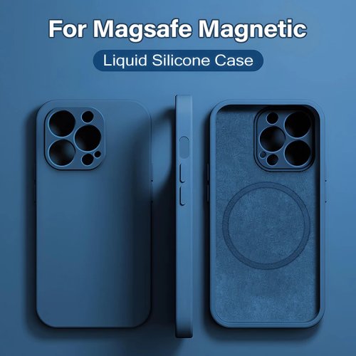 Funda magnética MagSafe para iPhone 15/14/13/12/11 Pro/Max/Mini/X/XR/XS/8 Plus, silicona líquida, compatible con carga inalámbrica