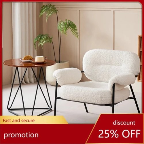 Kursi sofa bulu domba untuk 1 orang, kursi santai dengan sandaran kreatif