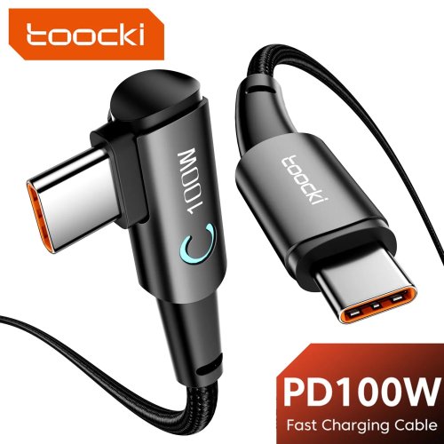Toocki USB-C to USB-C 케이블 100W 90도 각도, 고속충전 및 데이터 전송용, MacBook Pro·iPad·Xiaomi·Samsung·Huawei 호환