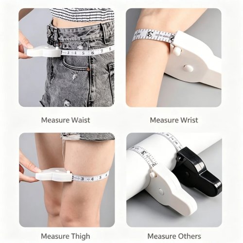 Metro a nastro retrattile per il corpo — nastro in tessuto morbido per seno, vita, fianchi, braccia, cosce, gambe