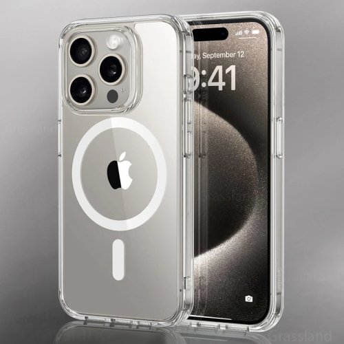 Ốp lưng trong suốt cao cấp tương thích MagSafe, hỗ trợ sạc không dây cho iPhone 16/15/14/13/12/11/XS/XR/Pro/Max/8/7 Plus