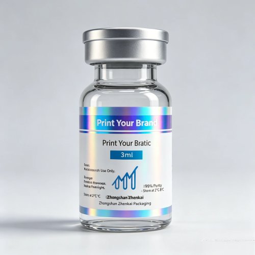 Étiquettes adhésives holographiques personnalisées pour flacons de peptides 3 ml/5 ml/10 ml — autocollants laser premium