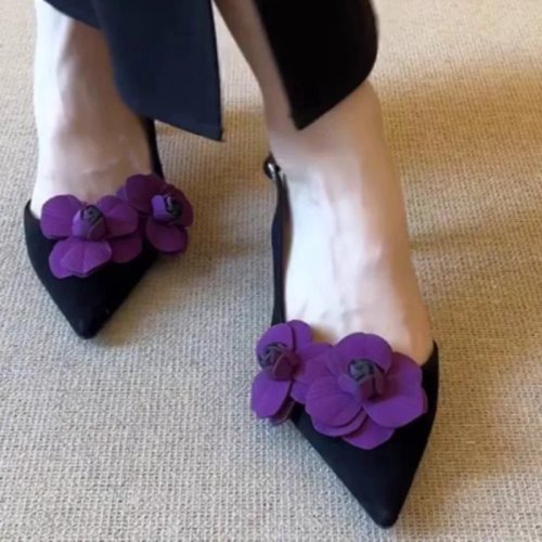 Sandalias stiletto para mujer verano con diseño floral, talón abierto y empeine bajo, tacón alto para diario, oficina y compras, tallas 34–40 (UE)