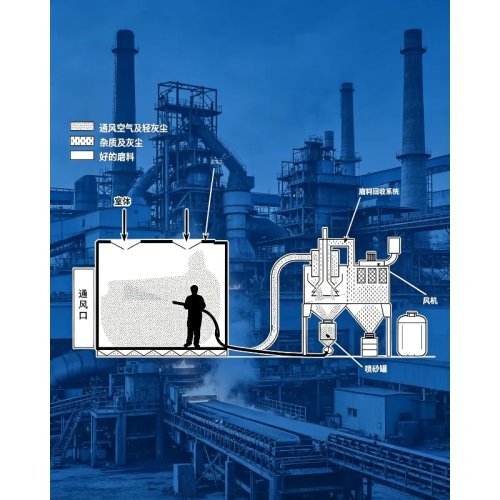Cabina di granigliatura/sabbiatura industriale in container — sala di sabbiatura ad aria