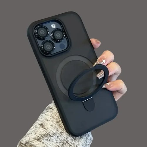 iPhone-hoesje voor 11–17 (Pro/Max/Plus) — ultradun mat transparant met magneet en standaard, compatibel met draadloos opladen