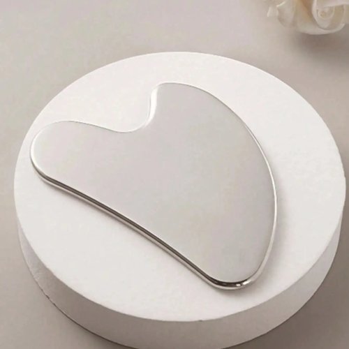 1 chiếc Gua Sha hình trái tim lớn bằng thép không gỉ dùng massage mặt, cơ thể & cổ — thư giãn cơ, giảm mệt mỏi
