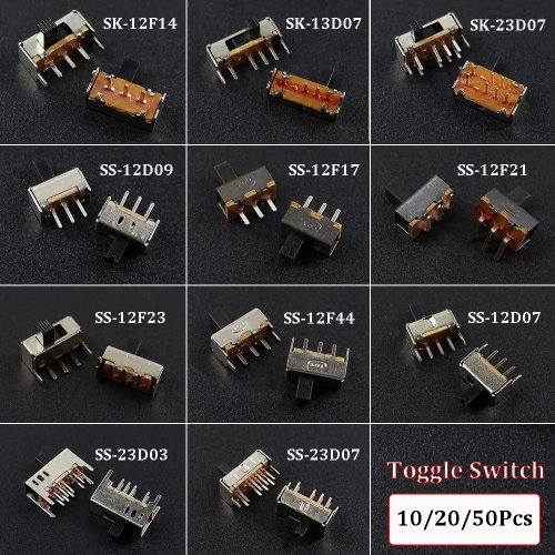 Lot 50/20/10 interrupteurs coulissants mini ON/OFF pour PCB, 1/2 rangée, faible consommation, compatible Arduino