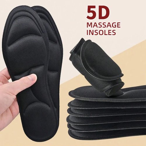 Стельки 5D из мемори-пены с массажем — дышащая амортизация, ортопедические стельки, наборы 1/2/4/16 пар