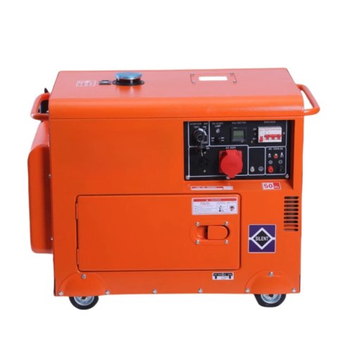 เครื่องปั่นไฟดีเซลเงียบ 5 kW (230 V, 50 Hz) — แบบพกพา, สตาร์ท/ควบคุมด้วยรีโมท, เฟสเดียว/สามเฟส