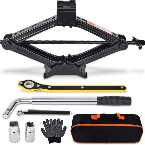 2 Ton Scissor Car Jack with Tire Changing Kit & Lug Wrench — Emergency Vehicle Tool