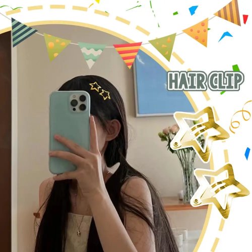 Fermagli capelli a scatto a forma di stella stile Y2K — clip BB in metallo, trendy per donne e ragazze, accessorio capelli quotidiano