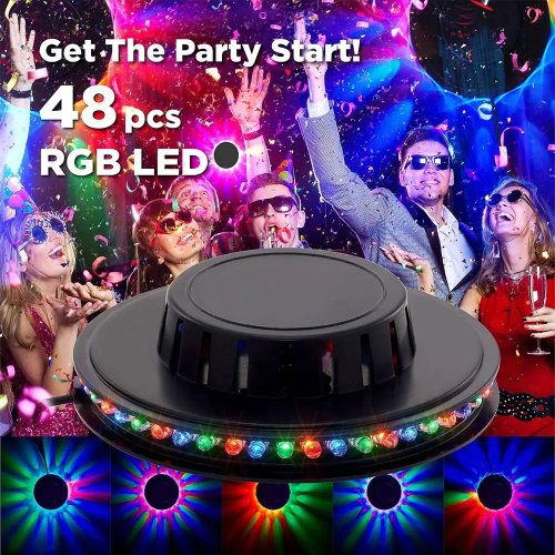 ضوء ديسكو LED ملون دوّار RGB يعمل بوصلة USB ومفعّل بالصوت