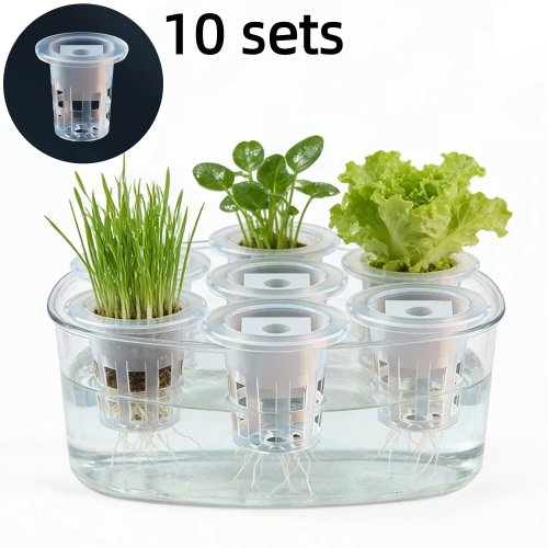 10-Pack Hydroponic Net Pots — Transparent Seedling Baskets, Anti-Drift Planting Pots for Greenhouse