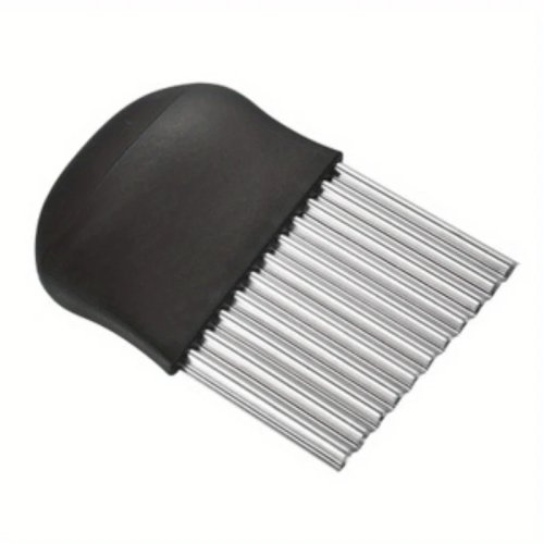 Cuchillo para papas de acero inoxidable, multifuncional, hoja ondulada tipo "dientes de lobo" para papas fritas y verduras