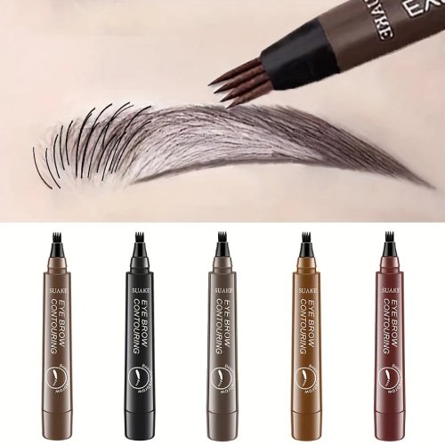 Водостойкий фломастер для бровей microblading с 4-раздельным наконечником, эффект натуральных волосков — 5 цветов