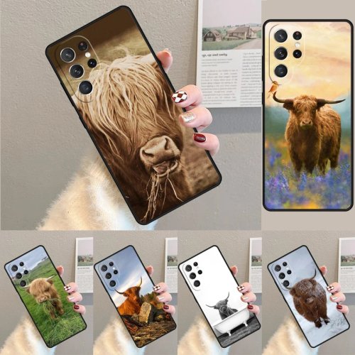 Силіконовий чохол з хайлендськими коровами для Samsung Galaxy (Note10 Pro, S21–S26, S25 Ultra) — м'який TPU-чохол