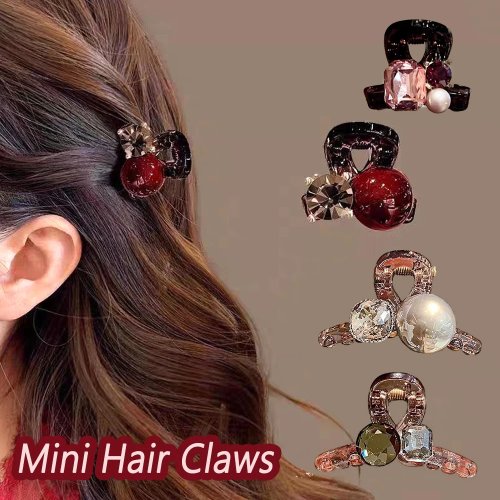Mini pince à cheveux de luxe à strass et perle, motif croix, clip requin antidérapant, barrette côté pour femme/fille