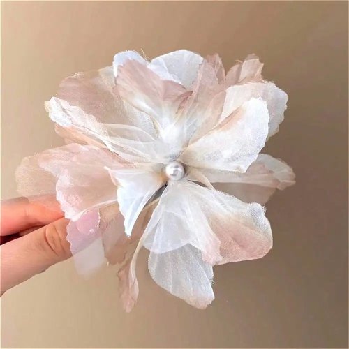 Haarklammer (Duckbill) mit Gazeblume, Ombre-Seitenclip für Damen – süße Haarklammer für Pony, 1 Stück