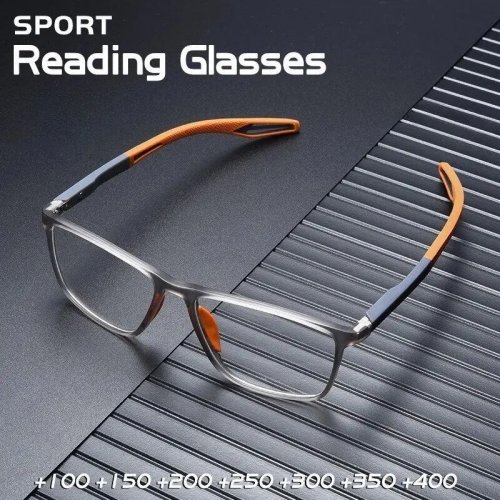 Męskie okulary do czytania TR90, zauszniki z zawiasem sprężynowym, sportowe, filtr światła niebieskiego, +1.00–+4.00