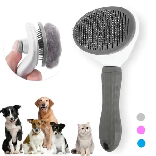 Self-Cleaning Pet Brush for Dogs & Cats — Deshedding Hair Remover, Dematting Grooming Comb