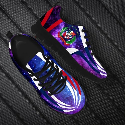Unisex mesh sports sneakers with Dominican Republic flag — lightweight jogging & casual running shoes
