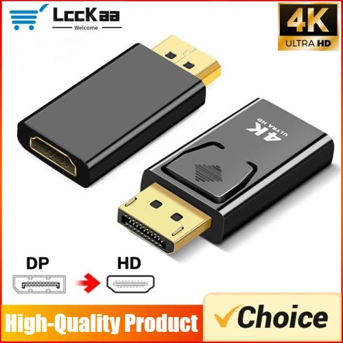 Adaptador DisplayPort para HDMI 4K (DP→HDMI) – Suporta 4K@30/60Hz, áudio, para ligar portátil/PC à TV