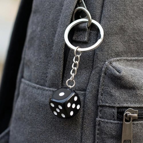Red 3D Dice Resin Keychain — Trendy Euro‑American Bag Charm & Keyring, Portable Creative Gift