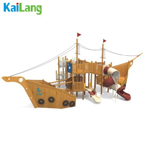 Tàu cướp biển bằng gỗ cho sân chơi ngoài trời — bộ đồ chơi/thiết bị vui chơi cho trẻ em