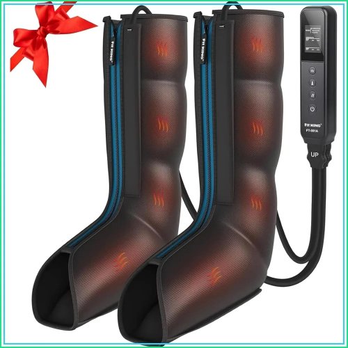Massaggiatore per gambe e piedi a stivaletto con calore e compressione — terapia per polpacci, sollievo da gambe gonfie, sindrome delle gambe senza riposo e affaticamento