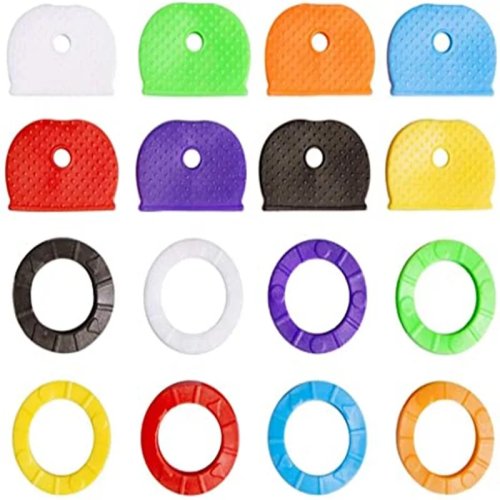 Pack 10 tampas de silicone para chaves - identificadores coloridos (8 cores)