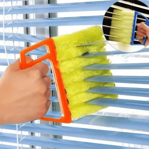 Brosse nettoyante pour stores vénitiens 7 lames — mini brosse amovible pour climatisation, à main pour stores, ventilateurs, PVC et aérations de voiture