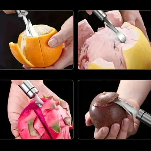 Pelador de naranjas de acero inoxidable con mango cómodo — pelador/cortador y removedor de piel de cítricos para cocina