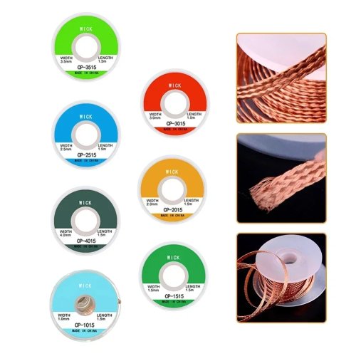 1.5m Desoldering Braid (Solder Wick) — solder remover wire, widths 1.0/1.5/2.0/2.5/3.0/3.5/4.0 mm