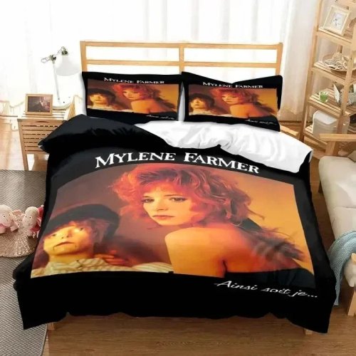 Juego de funda de edredón 3D Mylène Farmer con fundas de almohada — Ropa de cama para niños