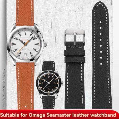 สายรัดนาฬิกาหนังแท้ (หนังวัว) คุณภาพสูง แบบสากล เหมาะกับนาฬิกา Omega และ Tissot ขนาด 18/19/20/22 มม.